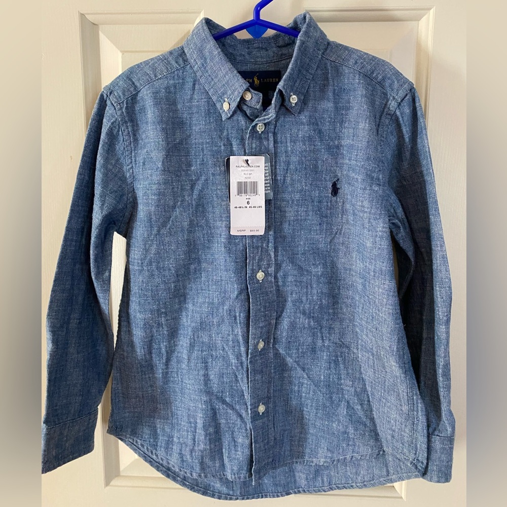 NWT Polo Ralph Lauren chambray button down shirt boys size 6